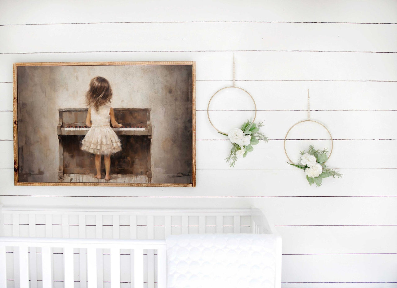 Piano Wall Art – Music Nursery Print for Girls