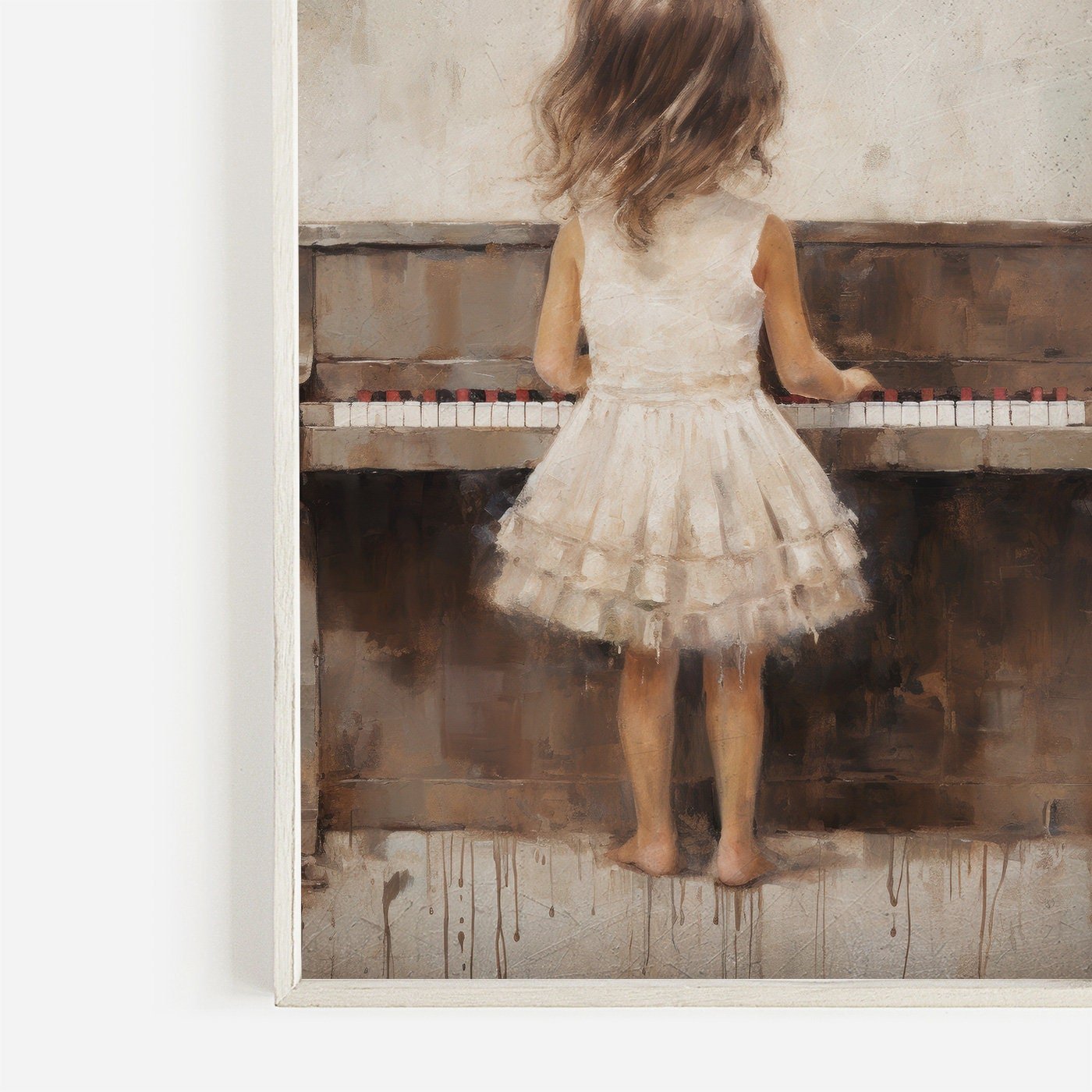 Piano Nursery Decor, Music Themed Wall Art, Girl Playing Piano - WildfieldPrints