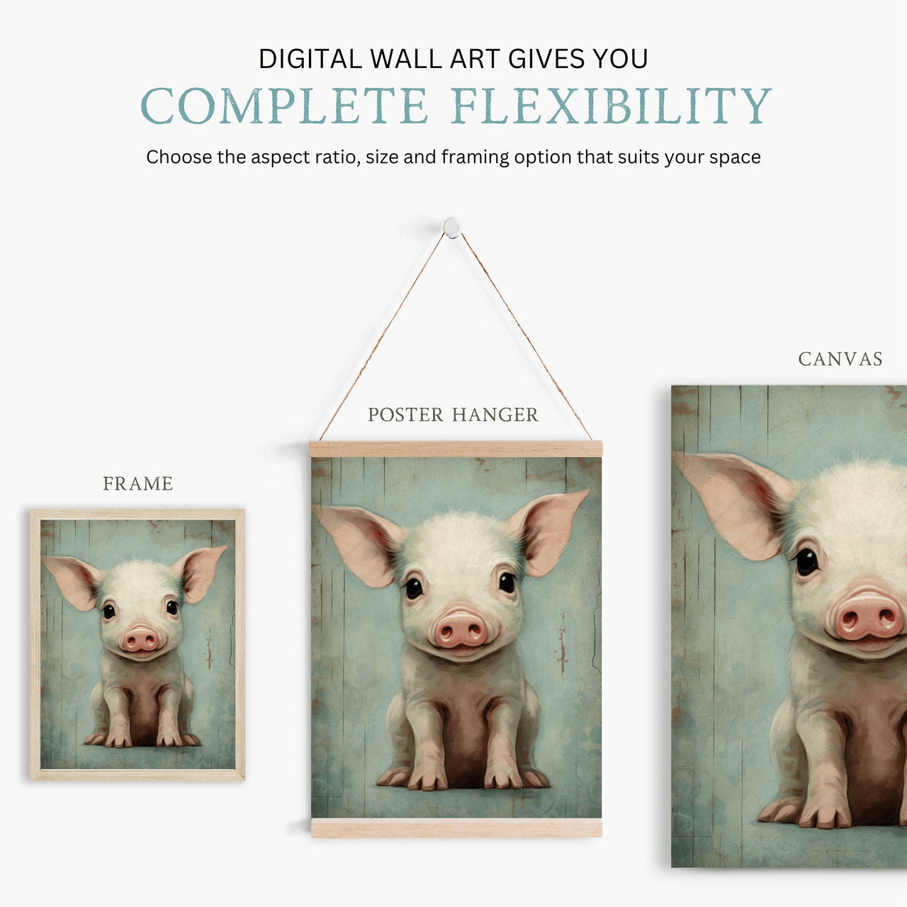 Piglet Wall Art – Farm Nursery Print