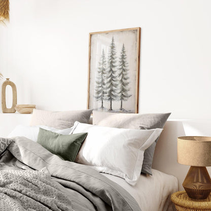Pine Tree Art, Vintage Forest Wall Decor, Christmas Wall Painting - WildfieldPrints