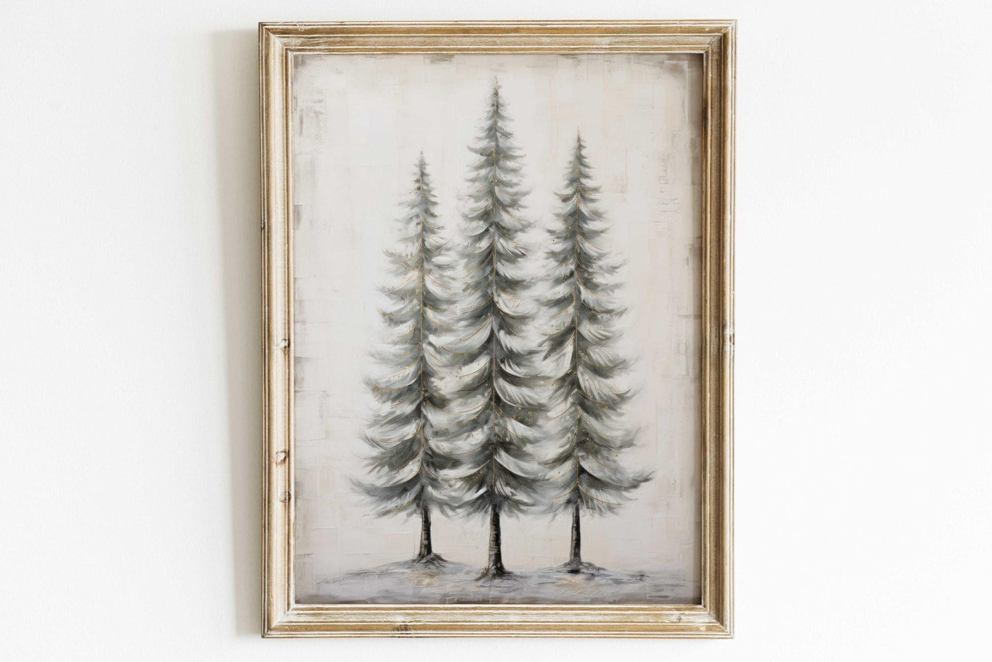 Pine Tree Art, Vintage Forest Wall Decor, Christmas Wall Painting - WildfieldPrints