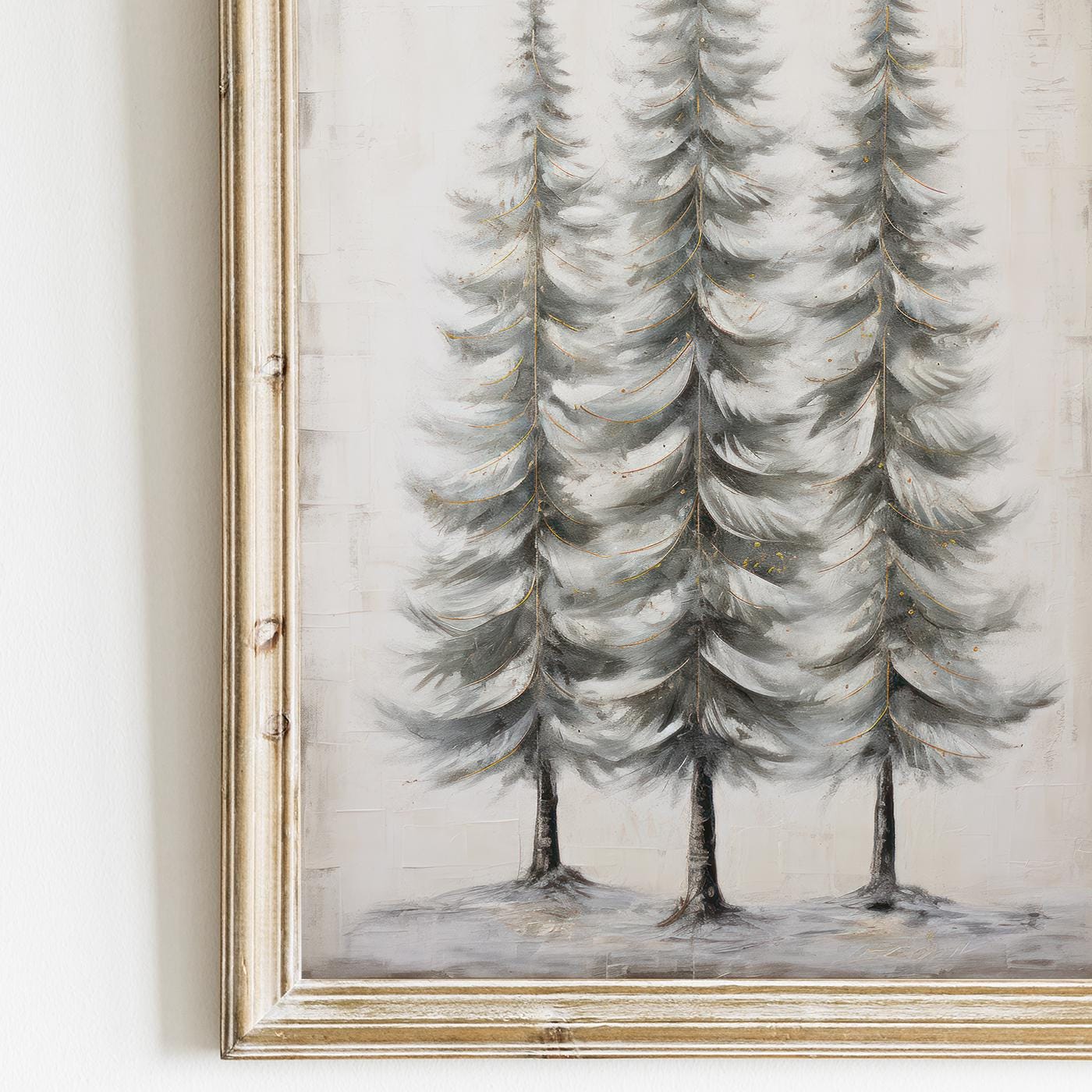 Pine Tree Art, Vintage Forest Wall Decor, Christmas Wall Painting - WildfieldPrints