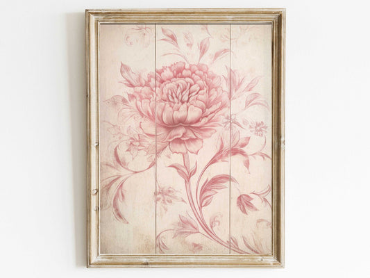 Pink Floral Wall Art – Flower Living Room Print