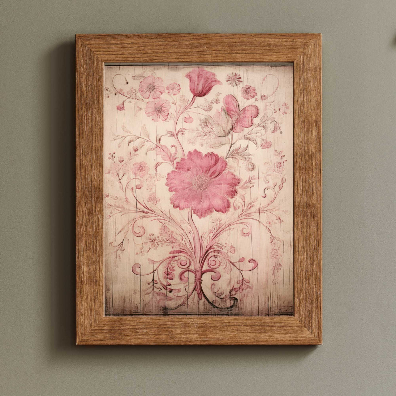 Pink Floral Wall Art – Flower Living Room Print