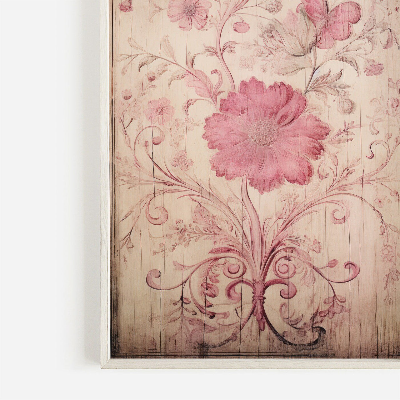 Pink Floral Wall Art – Flower Living Room Print