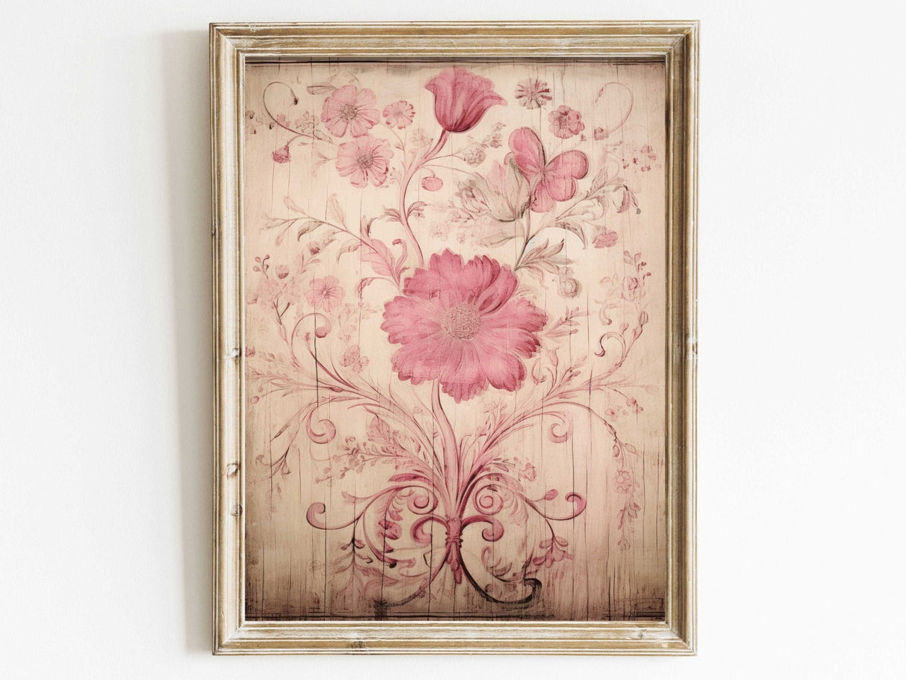 Pink Floral Wall Art – Flower Living Room Print
