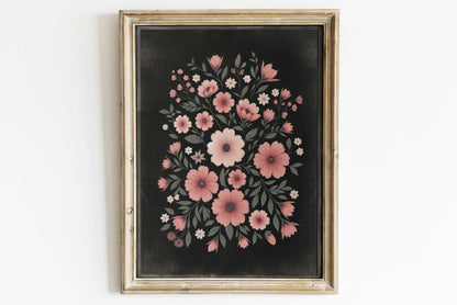 Pink Flower Art, Modern Farmhouse Nursery Decor, Floral Wall Decor - WildfieldPrints