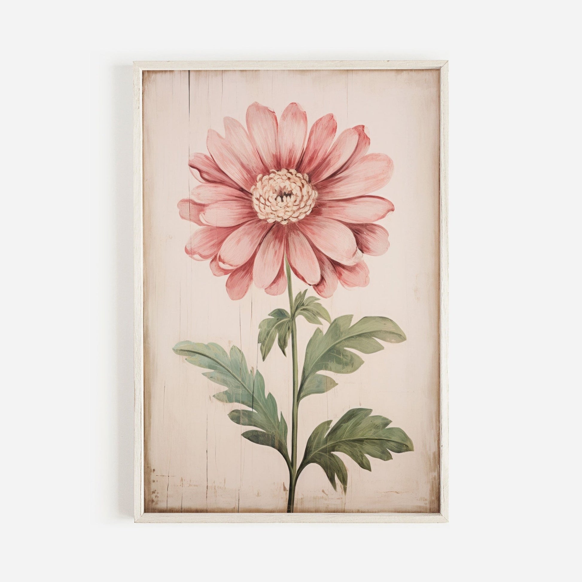 Pink Flower Art Print, Rustic Floral Wall Decor, Shabby Chic Design - WildfieldPrints