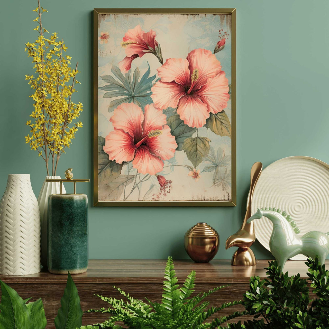 Pink Hibiscus Wall Art – Floral Girls Room Decor