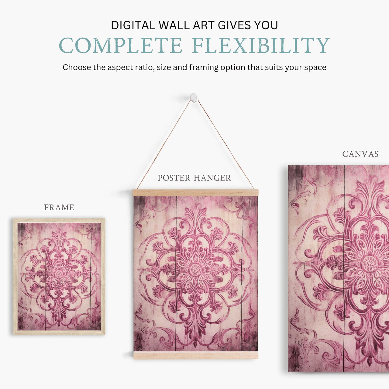 Pink Ornamental Wall Art – Farmhouse Nursery Print