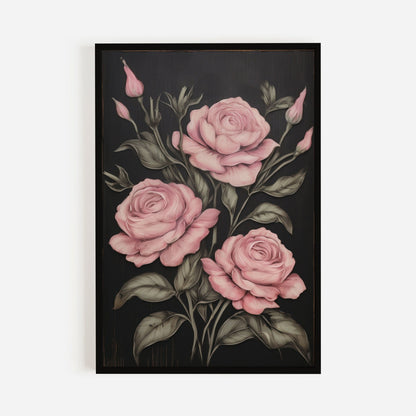 Pink Rose Prints, Rustic Floral Wall Decor, Farmhouse Home Accent - WildfieldPrints