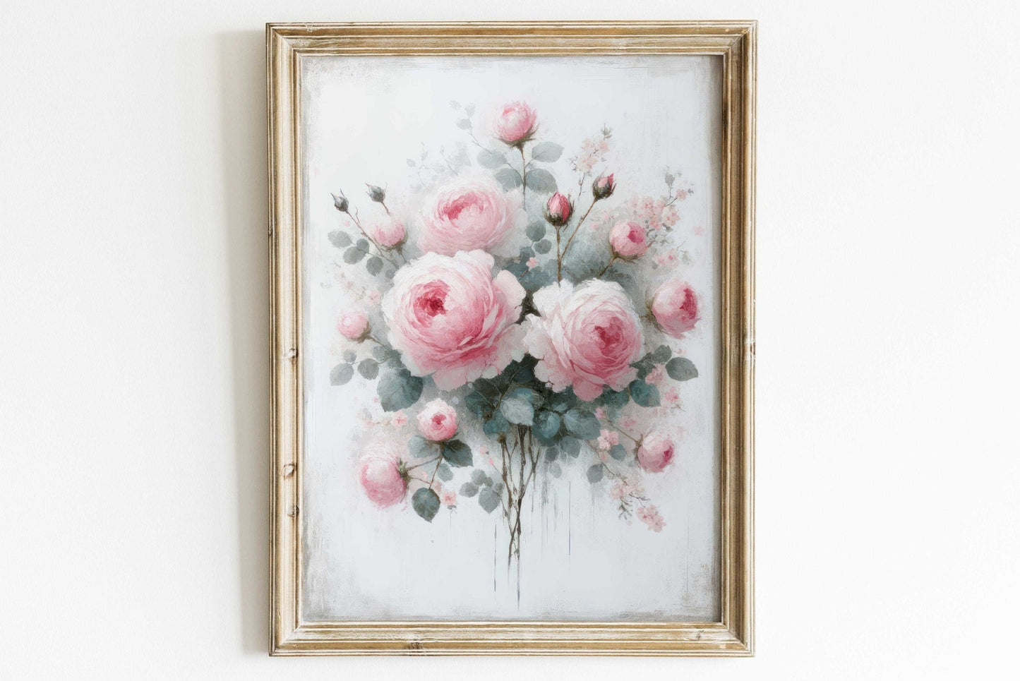Pink Rose Wall Art, Floral Farmhouse Decor, Rustic Country Style - WildfieldPrints