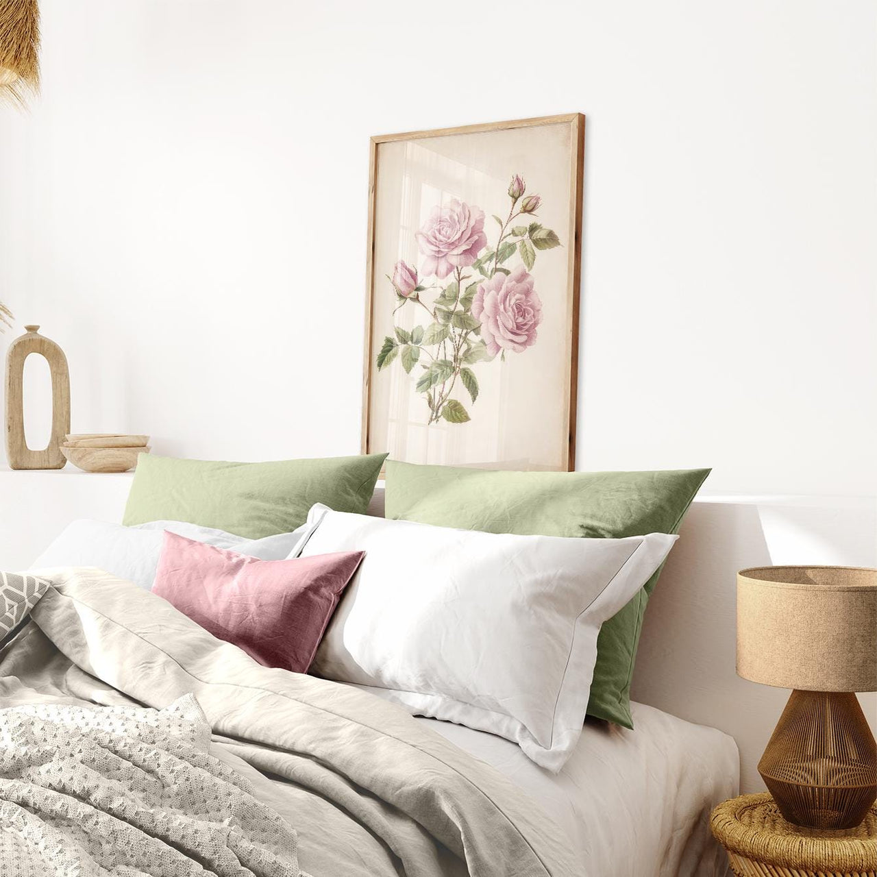 Pink Roses Wall Art – Floral Nursery Print