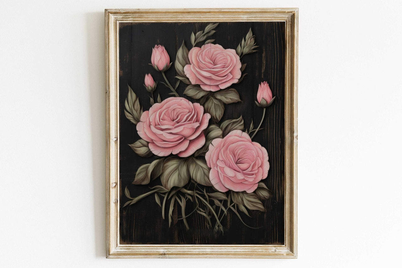 Pink Roses Print – Floral Bedroom Wall Decor