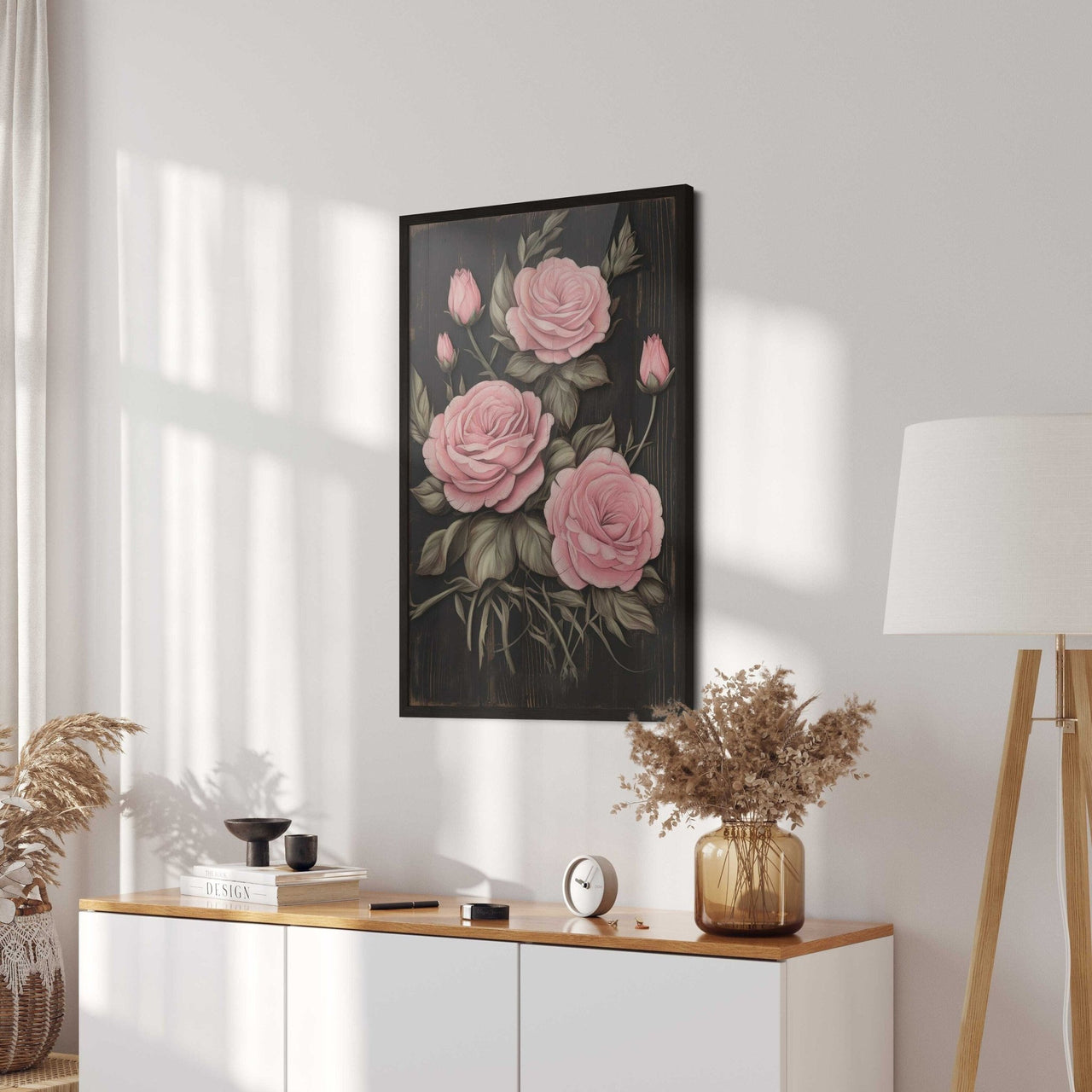 Pink Roses Print – Floral Bedroom Wall Decor