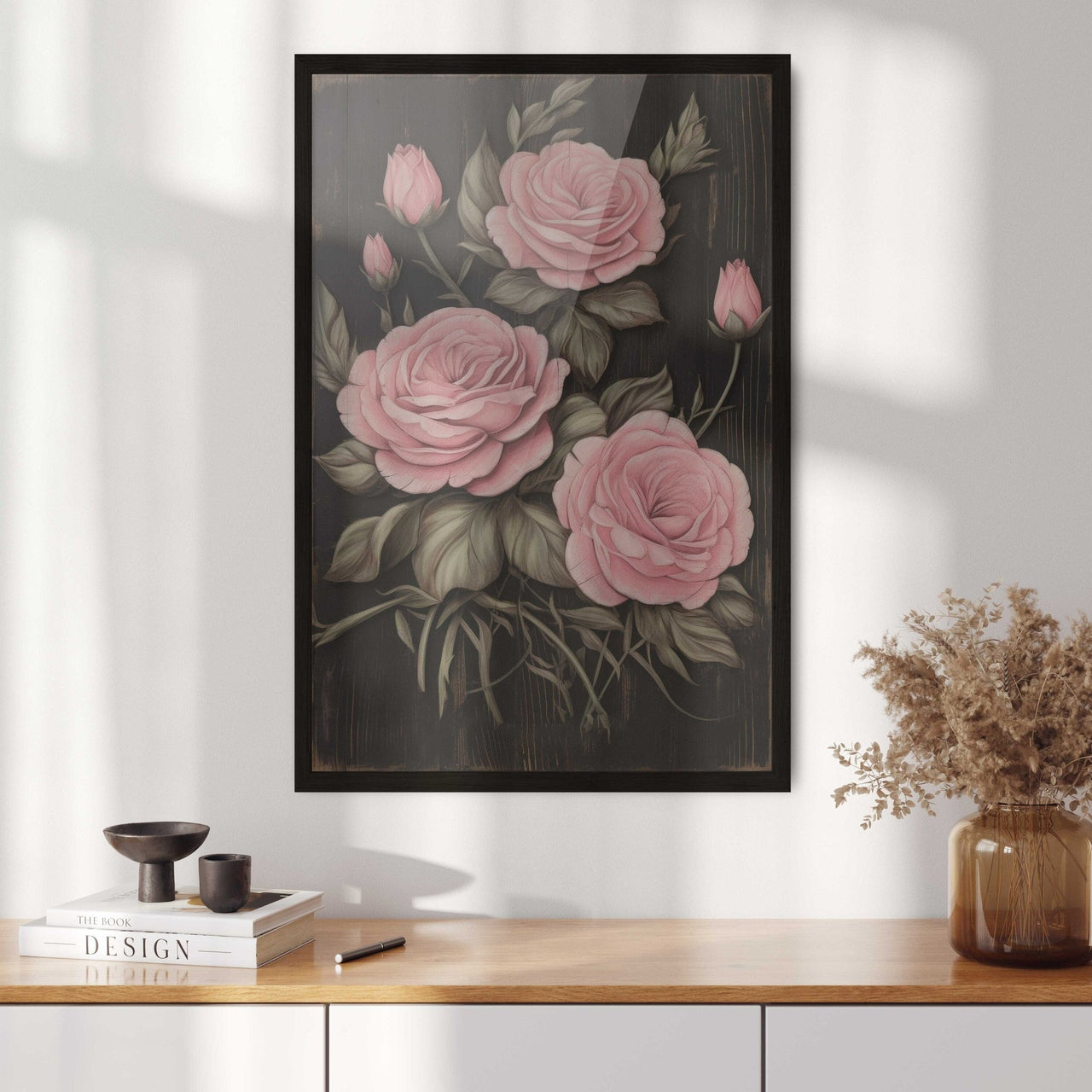 Pink Roses Print – Floral Bedroom Wall Decor