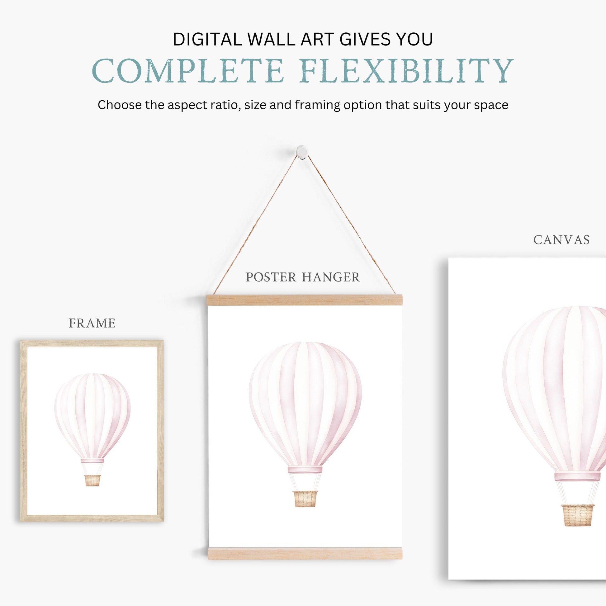 Pink Vintage Hot Air Balloon Decor, Watercolor Nursery Print, Adventure Theme - WildfieldPrints