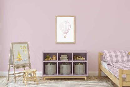 Pink Vintage Hot Air Balloon Decor, Watercolor Nursery Print, Adventure Theme - WildfieldPrints