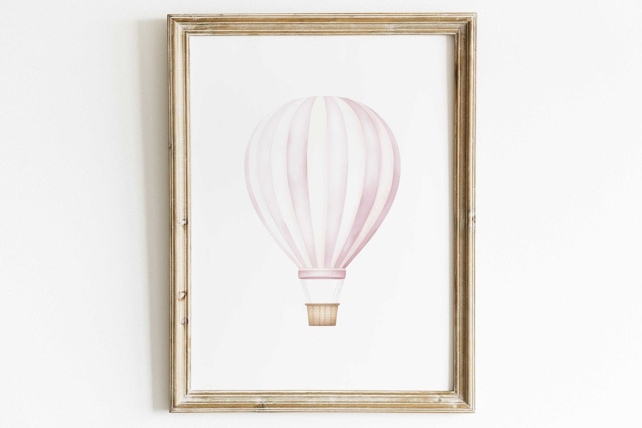 Pink Hot Air Balloon Wall Art – Adventure Girls Room Decor