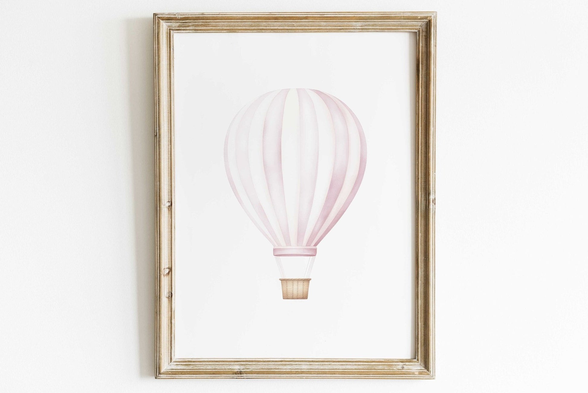 Pink Vintage Hot Air Balloon Decor, Watercolor Nursery Print, Adventure Theme - WildfieldPrints