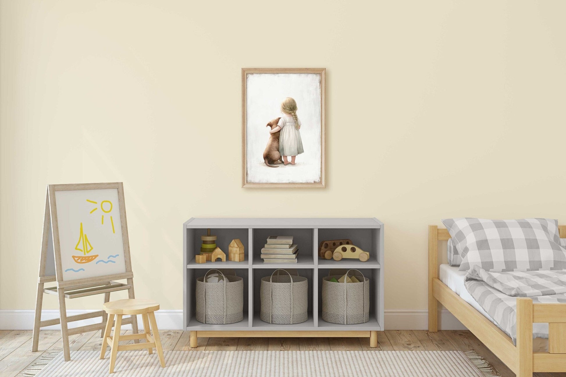Pit Bull Art, Toddler Room Decor, Girl & Dog Wall Decor - WildfieldPrints
