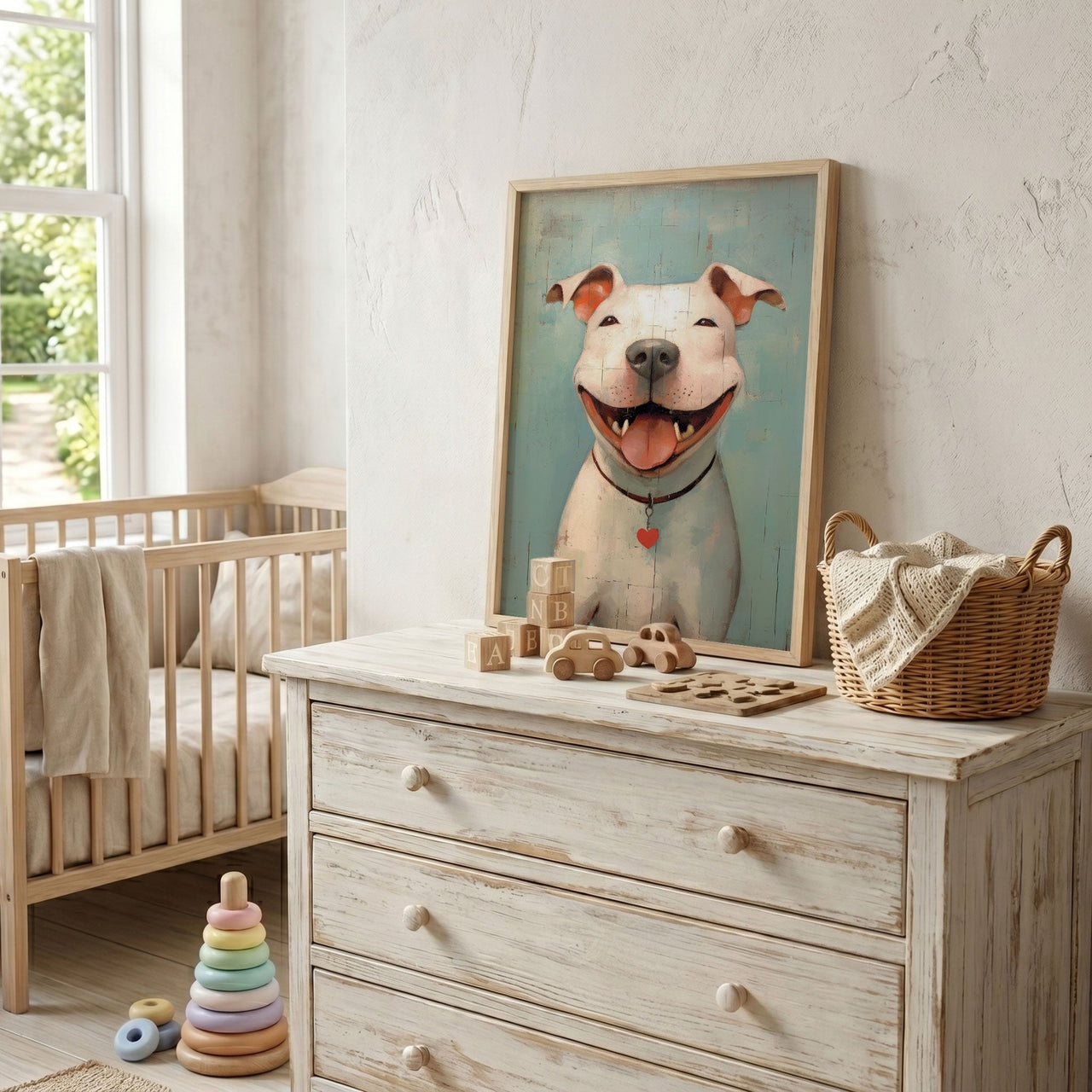Pitbull Dog Wall Art – Animal Living Room Print