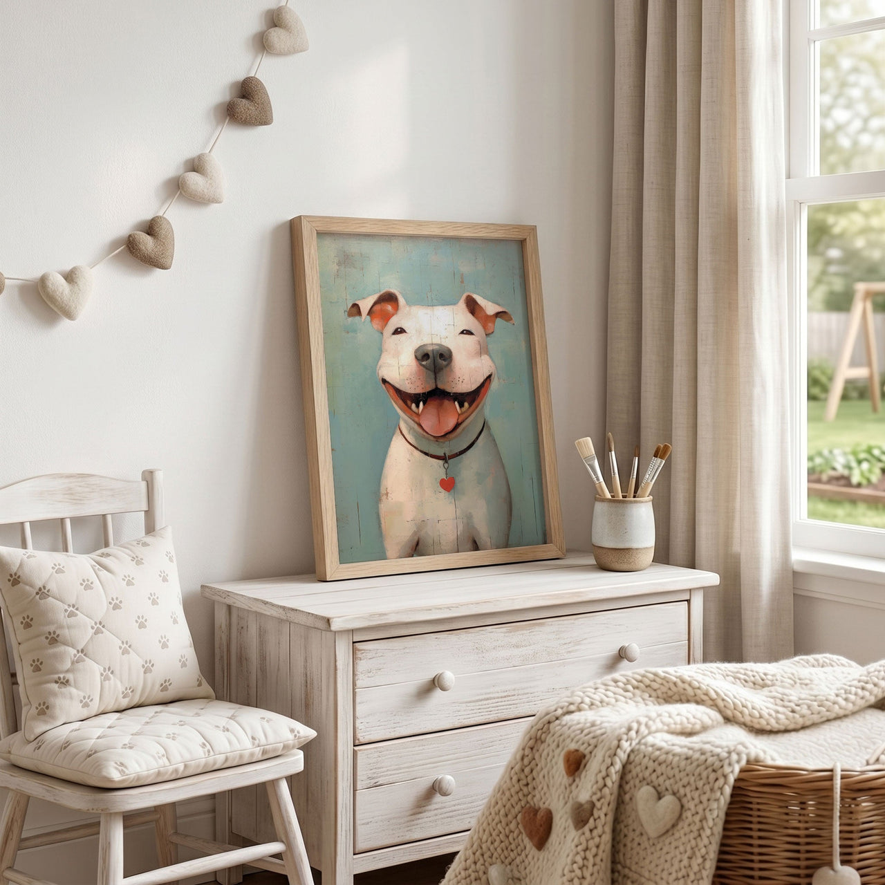 Pitbull Dog Wall Art – Animal Living Room Print