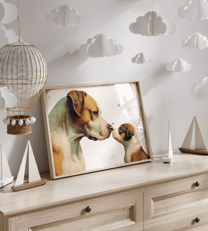 Pitbull Wall Art, Puppy Portrait, Decor for Dog Lovers - WildfieldPrints
