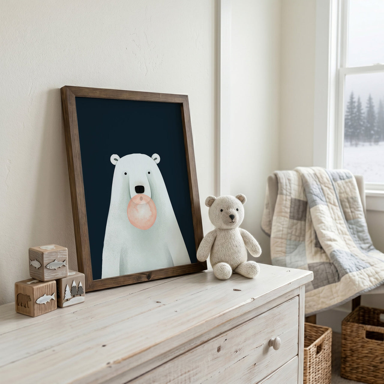 Polar Bear Wall Art – Animal Nursery Print
