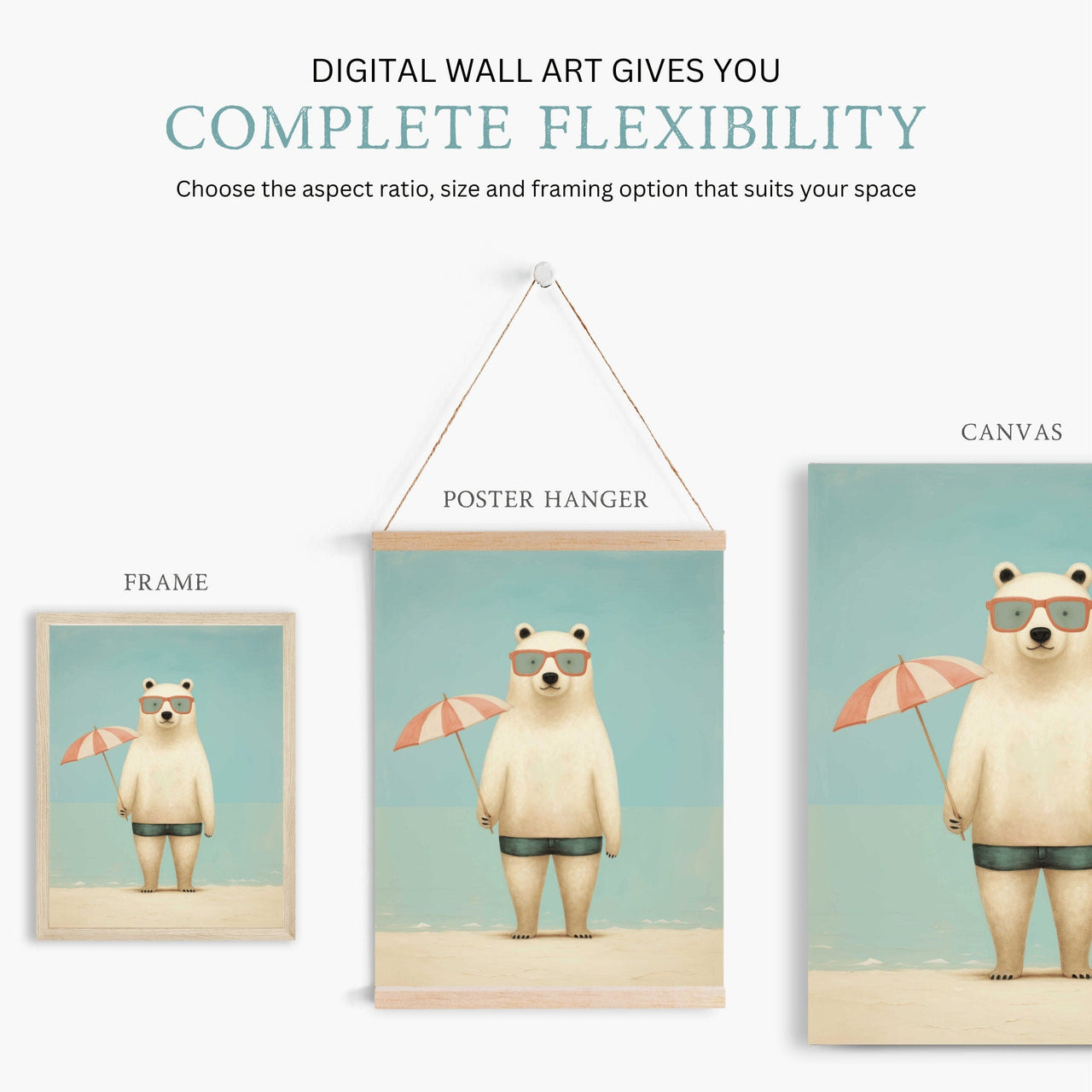 Polar Bear Print – Animal Kids Room Wall Decor