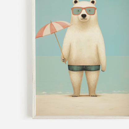 Polar Bear Wall Art, Vintage Kids Room Decor, Funny Animal Print - WildfieldPrints