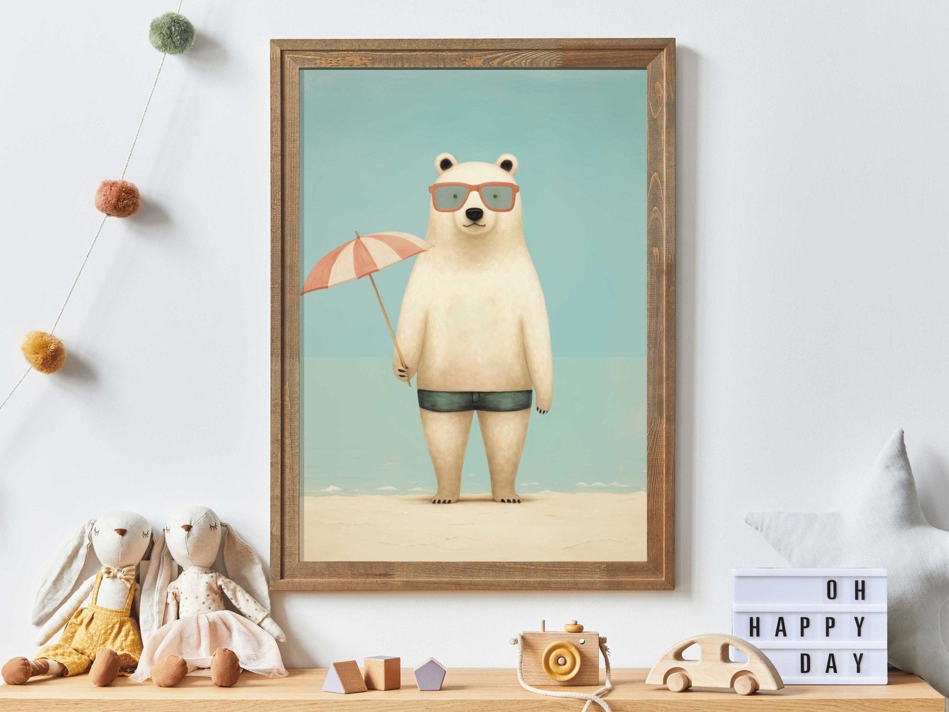 Polar Bear Wall Art, Vintage Kids Room Decor, Funny Animal Print - WildfieldPrints