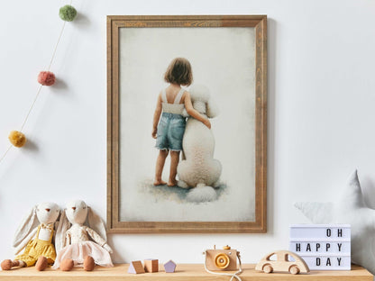 Poodle Nursery Print, White Poodle Artwork, Girls Room Wall Decor - WildfieldPrints