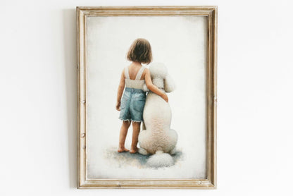Poodle Nursery Print, White Poodle Artwork, Girls Room Wall Decor - WildfieldPrints