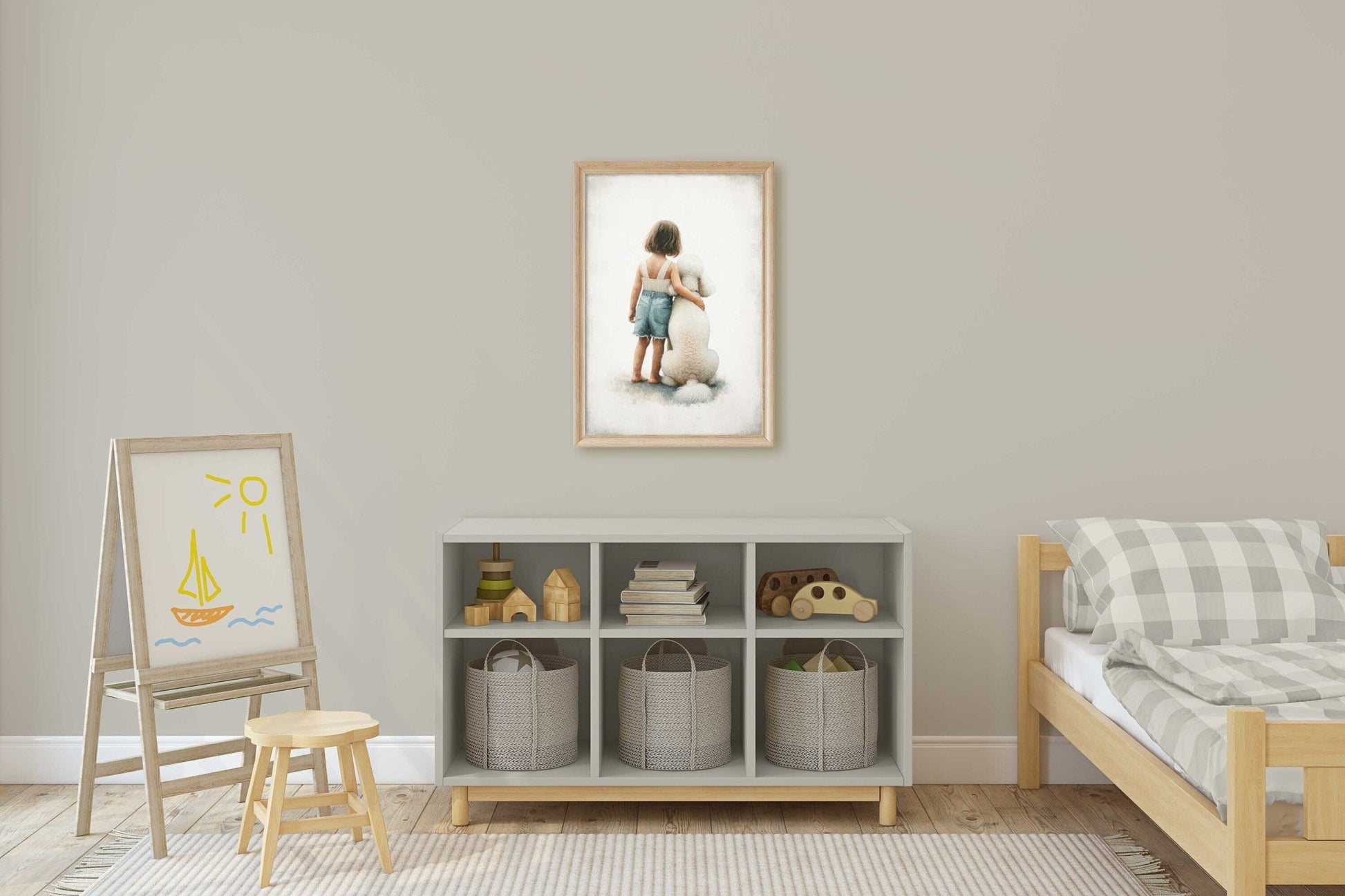 Poodle Nursery Print, White Poodle Artwork, Girls Room Wall Decor - WildfieldPrints