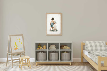 Poodle Nursery Print, White Poodle Artwork, Girls Room Wall Decor - WildfieldPrints