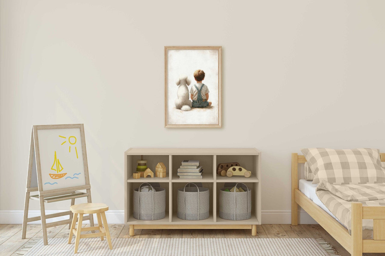 White Poodle Wall Art – Dog Boys Room Print