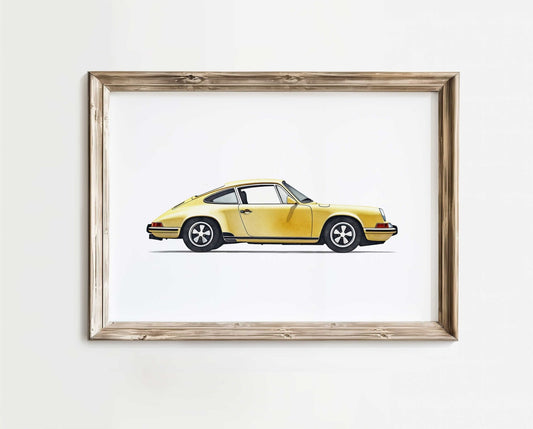Porsche Art, Vintage Car Print, Boys Room Decor, Vehicle Wall Art - WildfieldPrints