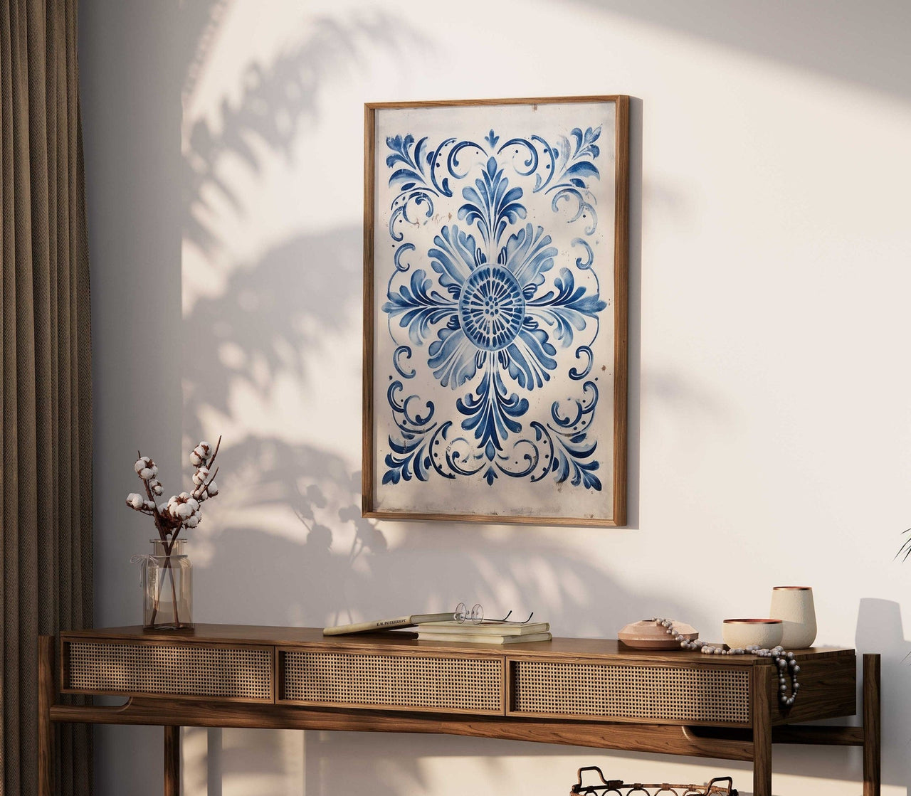 Portuguese Tile Wall Art – Mediterranean Dining Room Print