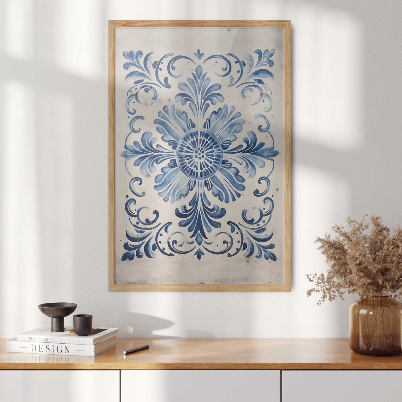Portuguese Tile Wall Art – Mediterranean Dining Room Print