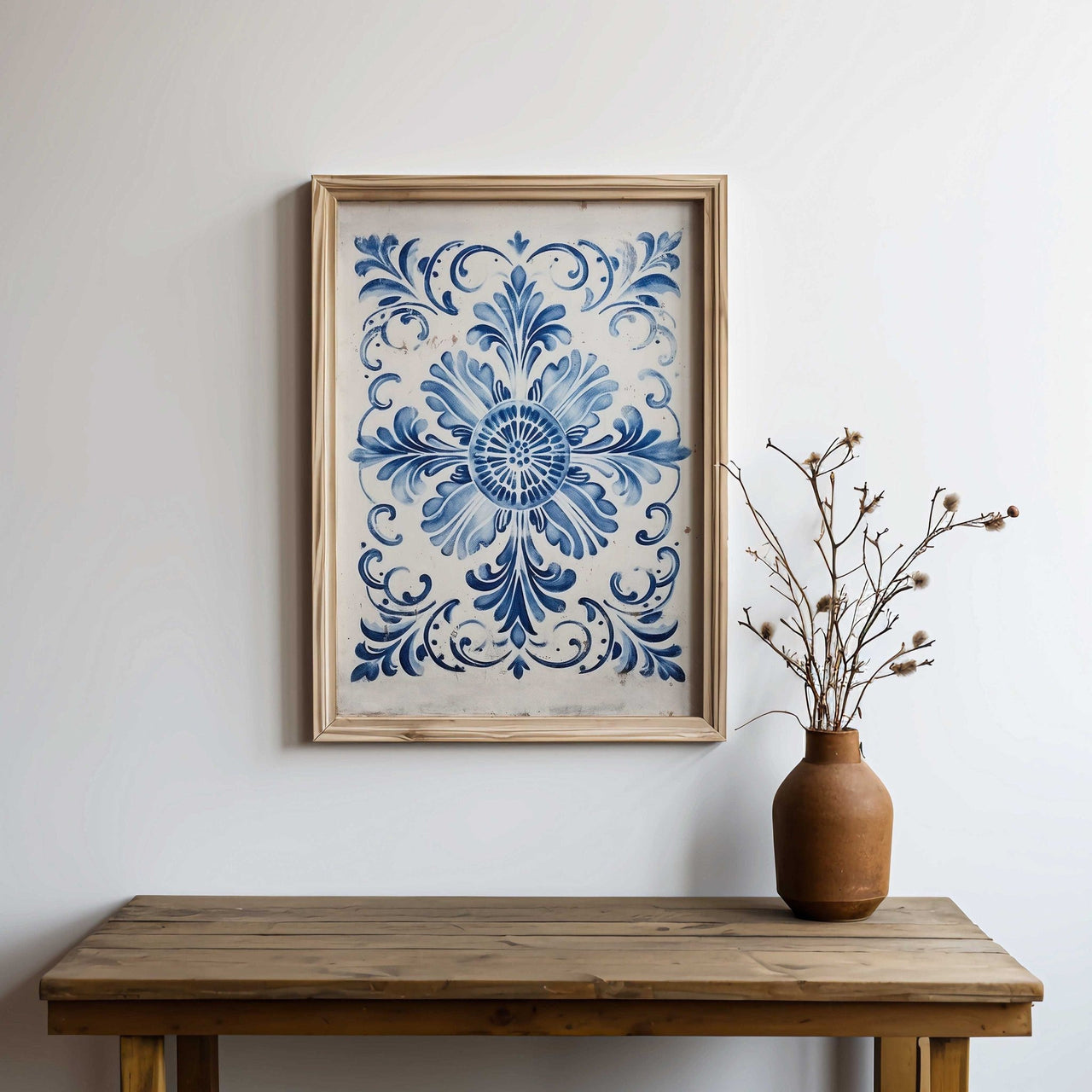 Portuguese Tile Wall Art – Mediterranean Dining Room Print