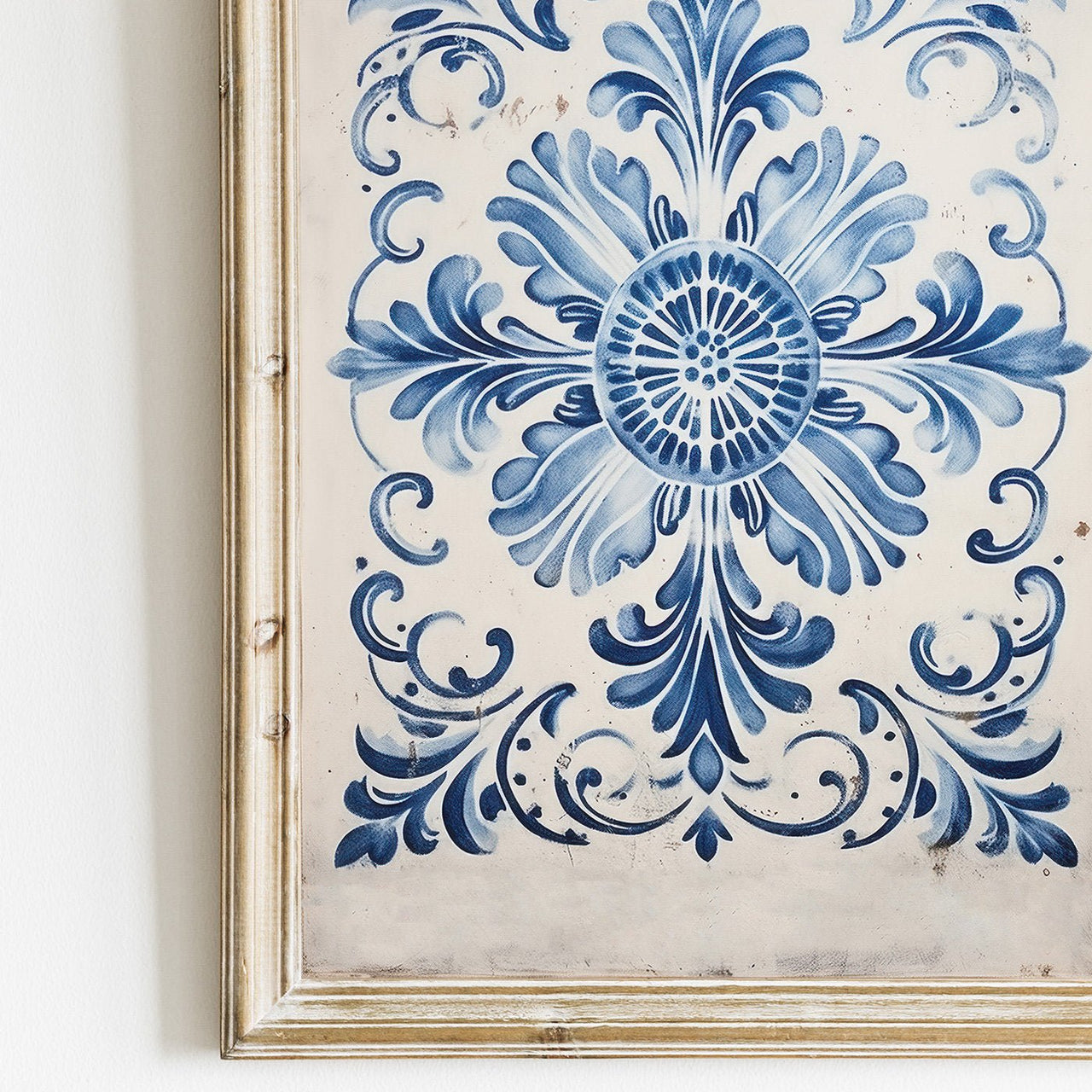 Portuguese Tile Wall Art – Vintage Living Room Print • Set of 3