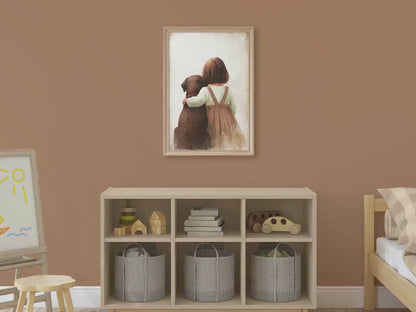Brown Labrador Wall Art – Dog Nursery Print for Girls