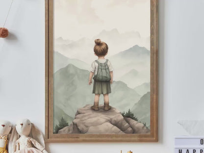 Brave Girl Mountain Print – Adventure Girls Room Wall Decor