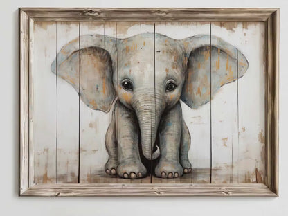 Baby Elephant Wall Art – Safari Nursery Print