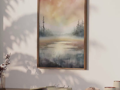 Watercolor Landscape Wall Art – Nature Living Room Decor