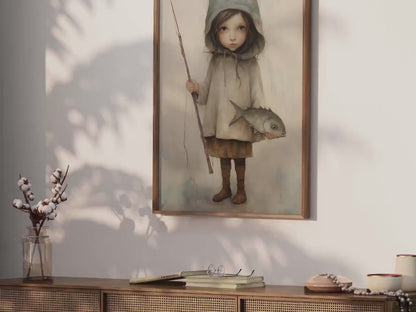 Girl Fishing Wall Art – Vintage Kids Room Decor