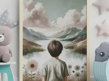 Mountain Adventure Wall Art – Nature Boys Room Print