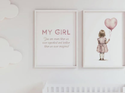 Toddler Girl Wall Art – Nursery Print for Girls Room • Set of 2