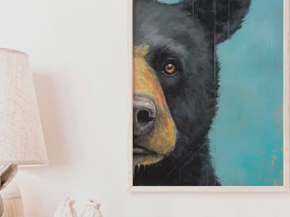 Black Bear Wall Art – Forest Animal Nursery Print
